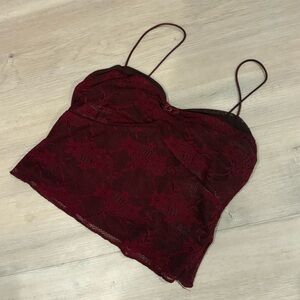 Elegant Lace Camisole in Deep Red